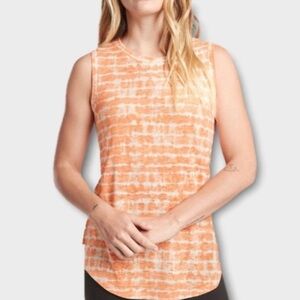 Athleta Breezy Stripe Tank Top Orange Tie Dye Sleeveless Yoga Muscle Tee Size 1X
